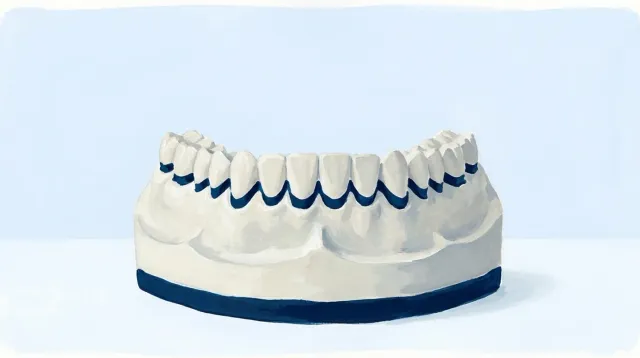 Un modelo en el que la encía se ha retirado en todos los dientes y deja los cuellos al aire