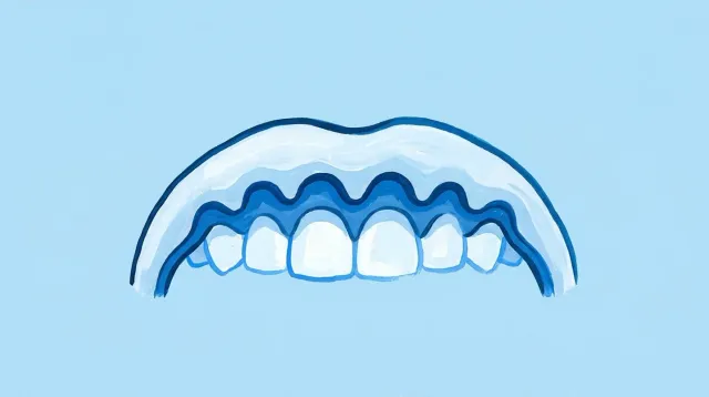 Un corte del labio de arriba por dentro, con la línea festoneada que dejan los dientes marcada